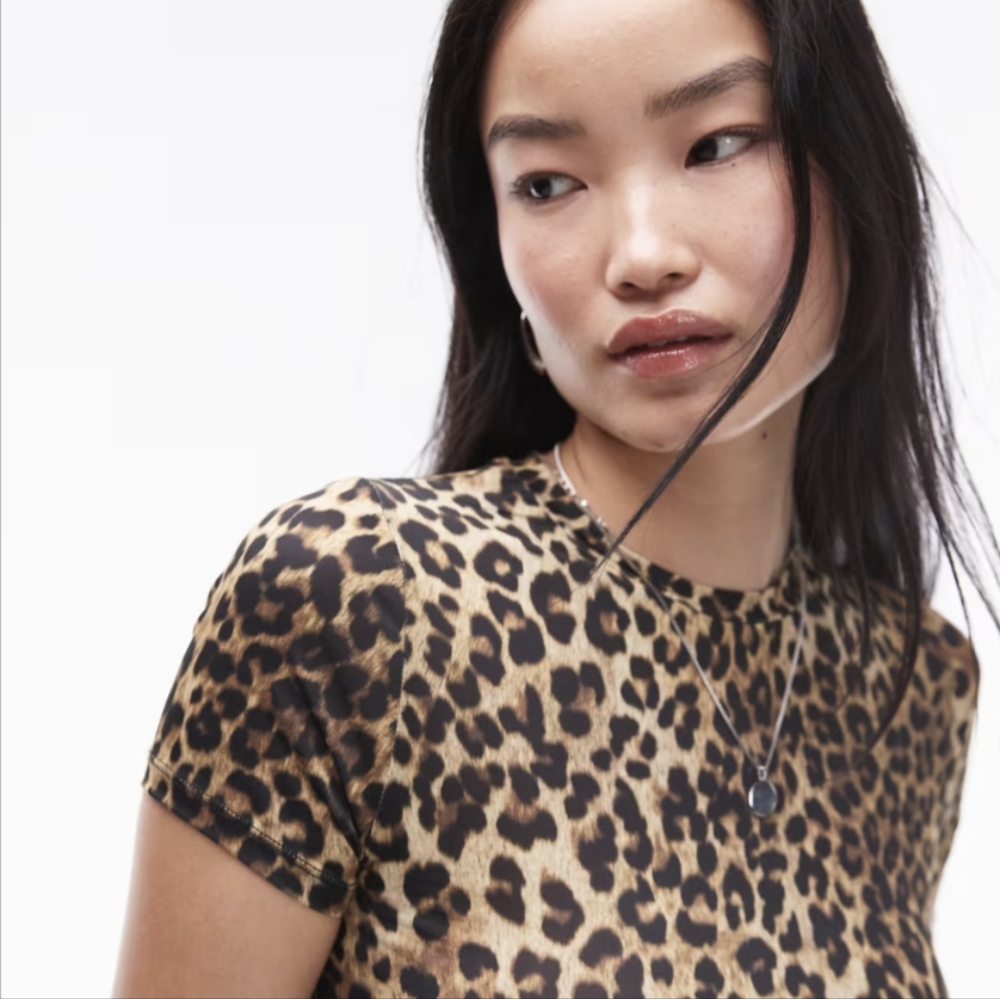 Topshop leopard print microfiber t-shirt